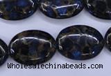 CGO209 15.5 inches 15*20mm oval gold blue color stone beads