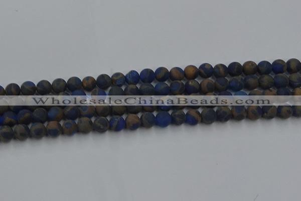 CGO261 15.5 inches 6mm round matte gold multi-color stone beads