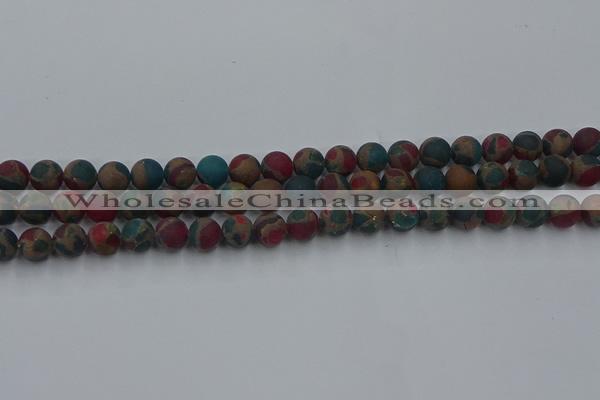 CGO266 15.5 inches 6mm round matte gold multi-color stone beads