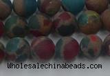 CGO267 15.5 inches 8mm round matte gold multi-color stone beads