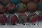 CGO268 15.5 inches 10mm round matte gold multi-color stone beads