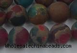 CGO269 15.5 inches 12mm round matte gold multi-color stone beads