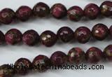 CGO63 15.5 inches 8mm faceted round gold red color stone beads