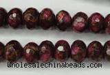 CGO75 15.5 inches 8*12mm faceted rondelle gold red color stone beads