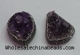 CGP1538 30*40mm - 35*45mm freeform druzy amethyst pendants