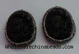 CGP1571 40*50mm carved black obsidian pendants wholesale