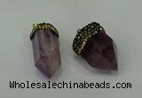 CGP212 15*30mm - 20*35mm bullet amethyst gemstone pendants