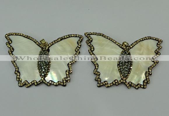 CGP297 45*65mm butterfly pearl shell pendants wholesale