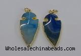 CGP3005 22*45mm arrowhead agate gemstone pendants wholesale