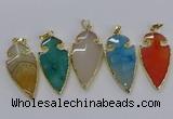 CGP3008 22*45mm arrowhead agate gemstone pendants wholesale