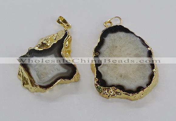 CGP3010 30*40mm - 35*45mm freeform druzy agate pendants