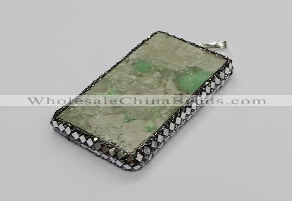 CGP3020 30*60mm - 40*60mm rectangle green apple jasper pendants