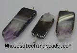 CGP3078 25*50mm - 30*65mm freeform druzy amethyst pendants