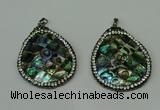 CGP308 35*45mm flat teardrop abalone shell pendants wholesale