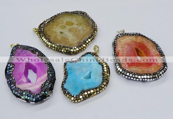 CGP3089 40*50mm - 50*65mm freeform druzy agate pendants