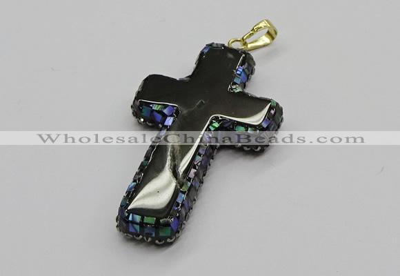 CGP3097 35*55mm cross agate gemstone pendants wholesale