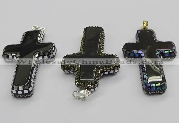 CGP3098 35*55mm cross agate gemstone pendants wholesale