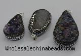 CGP3100 25*40mm - 30*65mm freeform plated druzy amethyst pendants