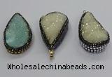 CGP3113 30*55mm flat teardrop druzy agate pendants wholesale