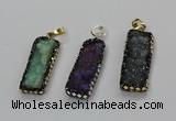 CGP3125 12*35mm - 15*40mm rectangle druzy agate pendants