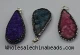 CGP3138 25*50mm - 25*55mm flat teardrop druzy agate pendants