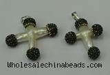 CGP316 25*35mm - 30*35mm cross pearl pendants wholesale