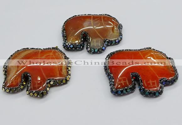 CGP3171 50*55mm elephant agate gemstone pendants wholesale