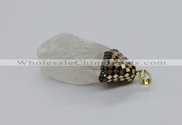 CGP3201 25*45mm - 28*50mm nuggets plated white crystal pendants