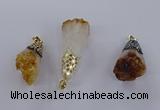 CGP3298 20*40mm - 25*45mm faceted freeform druzy citrine pendants