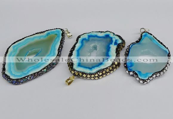 CGP3399 45*50mm - 45*60mm freeform druzy agate pendants