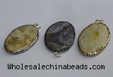 CGP3414 35*50mm faceted oval agate pendants wholesale