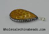 CGP3416 30*50mm - 35*55mm flat teardrop fossil coral pendants