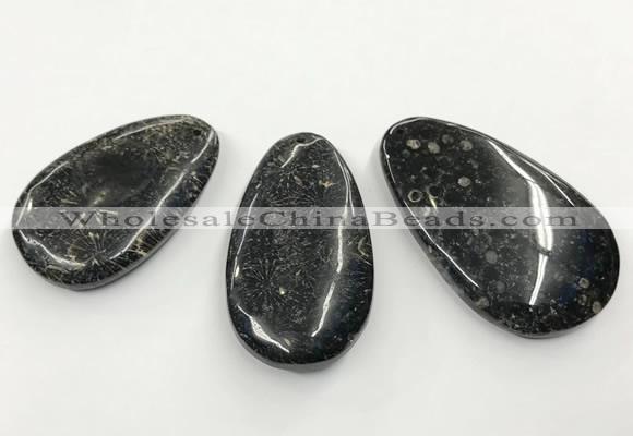 CGP3552 30*50mm - 38*60mm flat teardrop chrysanthemum agate slab pendants