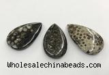 CGP3553 28*48mm - 30*50mm flat teardrop chrysanthemum agate slab pendants