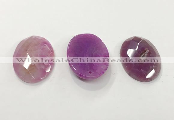 CGP3582 32*45mm faceted oval agate pendants wholesale