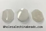 CGP3605 35*45mm faceted octagonal white jade pendants wholesale