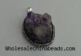 CGP365 30*40mm - 35*45mm freeform crystal glass & amethyst pendants