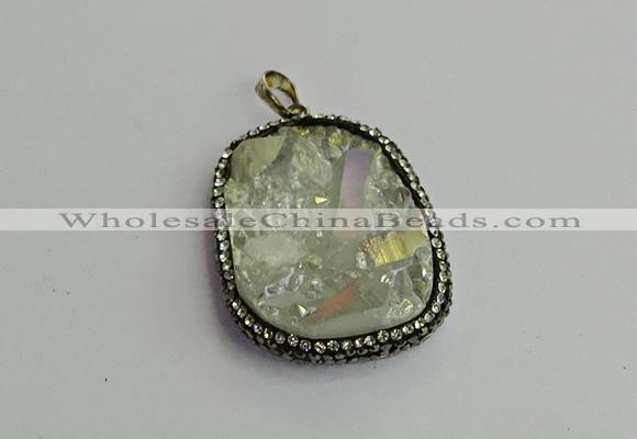 CGP375 30*40mm - 35*45mm freeform plated white crystal pendants