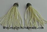 CGP418 3mm round handmade glass beaded tassel pendants wholesale