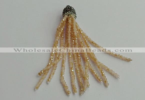 CGP420 2*3mm faceted rondelle handmade chinese crystal tassel pendants