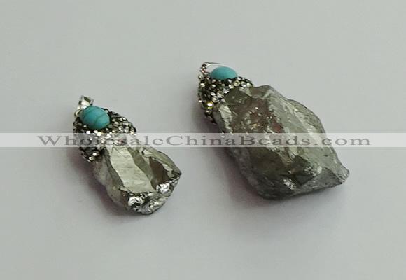 CGP497 15*30mm - 25*40mm nugget plated quartz pendants wholesale