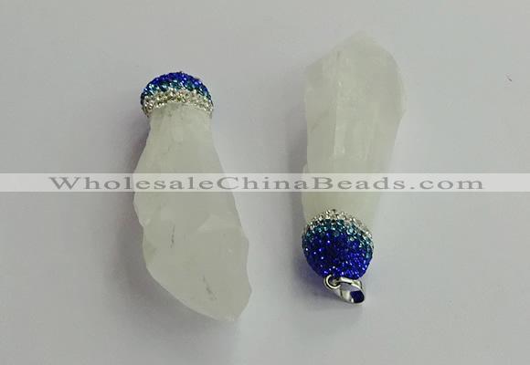 CGP604 18*55mm - 20*60mm nuggets white crystal pendants