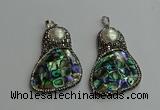 CGP612 35*55mm freeform abalone shell & shell pearl pendants