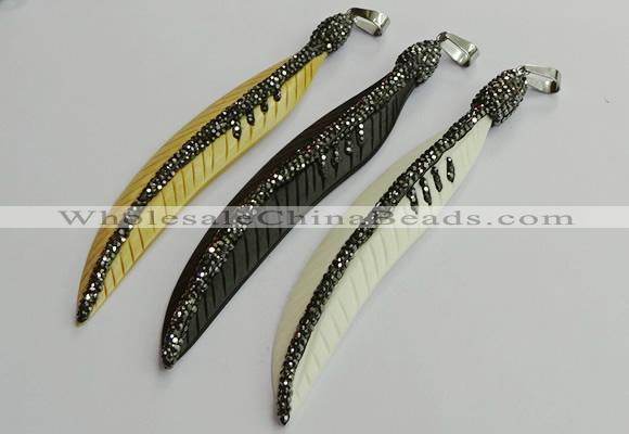 CGP658 18*95mm feather bone pendants wholesale