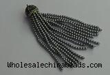 CGP679 3mm round handmade glass beaded tassel pendants wholesale