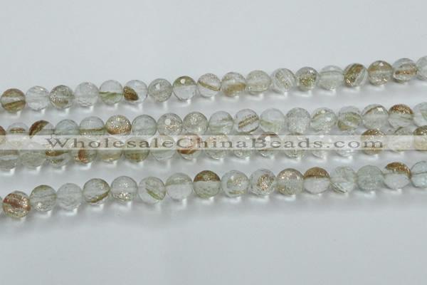 CGQ24 15.5 inches 8mm faceted round gold sand quartz beads