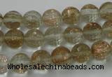 CGQ25 15.5 inches 10mm faceted round gold sand quartz beads