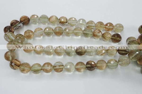 CGQ29 15.5 inches 18mm faceted round gold sand quartz beads