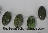 CGR40 Top-drilled 10*18mm marquise green rain forest stone beads