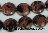 CGS209 15.5 inches 16mm flat round blue & brown goldstone beads wholesale